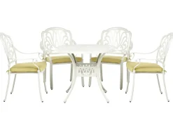 Set da pranzo da giardino 4 posti ANCONA con cuscini Metallo Bianco sporco