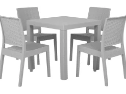 Set da pranzo da giardino 4 posti FOSSANO Grigio chiaro