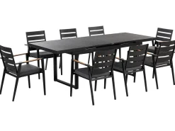 Set da pranzo da giardino 8 posti VALCANETTO/TAVIANO con cuscini Metallo Nero