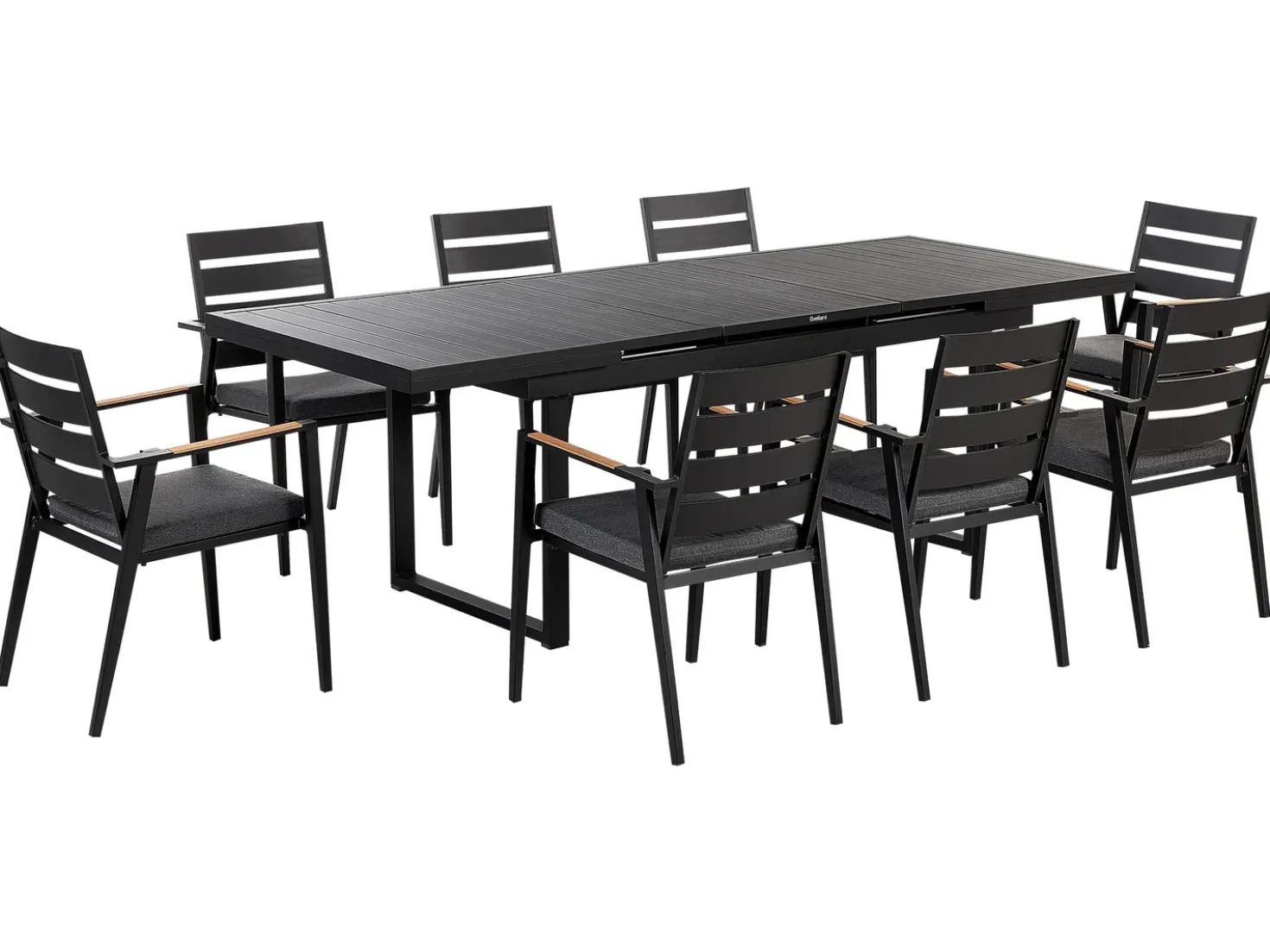 Set da pranzo da giardino 8 posti VALCANETTO/TAVIANO con cuscini Metallo Nero