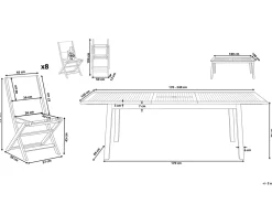 Set da pranzo da giardino 8 posti CESANA Legno d'acacia Marrone chiaro