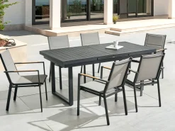 Set da pranzo da giardino 6 posti VALCANETTO/BUSSETO Metallo Nero