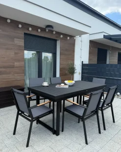 Set da pranzo da giardino 6 posti VALCANETTO/BUSSETO Metallo Nero