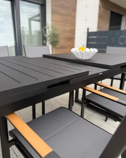 Set da pranzo da giardino 6 posti VALCANETTO/BUSSETO Metallo Nero