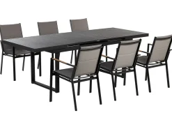 Set da pranzo da giardino 6 posti VALCANETTO/BUSSETO Metallo Nero