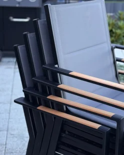 Set da pranzo da giardino 6 posti VALCANETTO/BUSSETO Metallo Nero