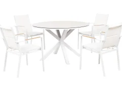 Set da pranzo da giardino 4 posti MALETTO/BUSSETO Metallo Bianco