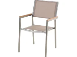 Set da pranzo da giardino 8 posti GROSSETO Piastra tripla Granito Lucido Grigio/Beige
