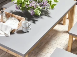 Set da pranzo da giardino con sgabelli 6 posti OSTUNI Cemento Grigio