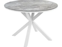 Set da pranzo da giardino 4 posti MALETTO/GROSSETO Metallo Effetto marmo Grigio/Bianco