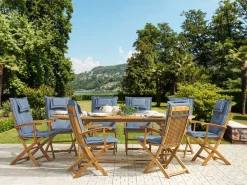 Set da pranzo da giardino 8 posti MAUI con cuscini Legno d'acacia Blu