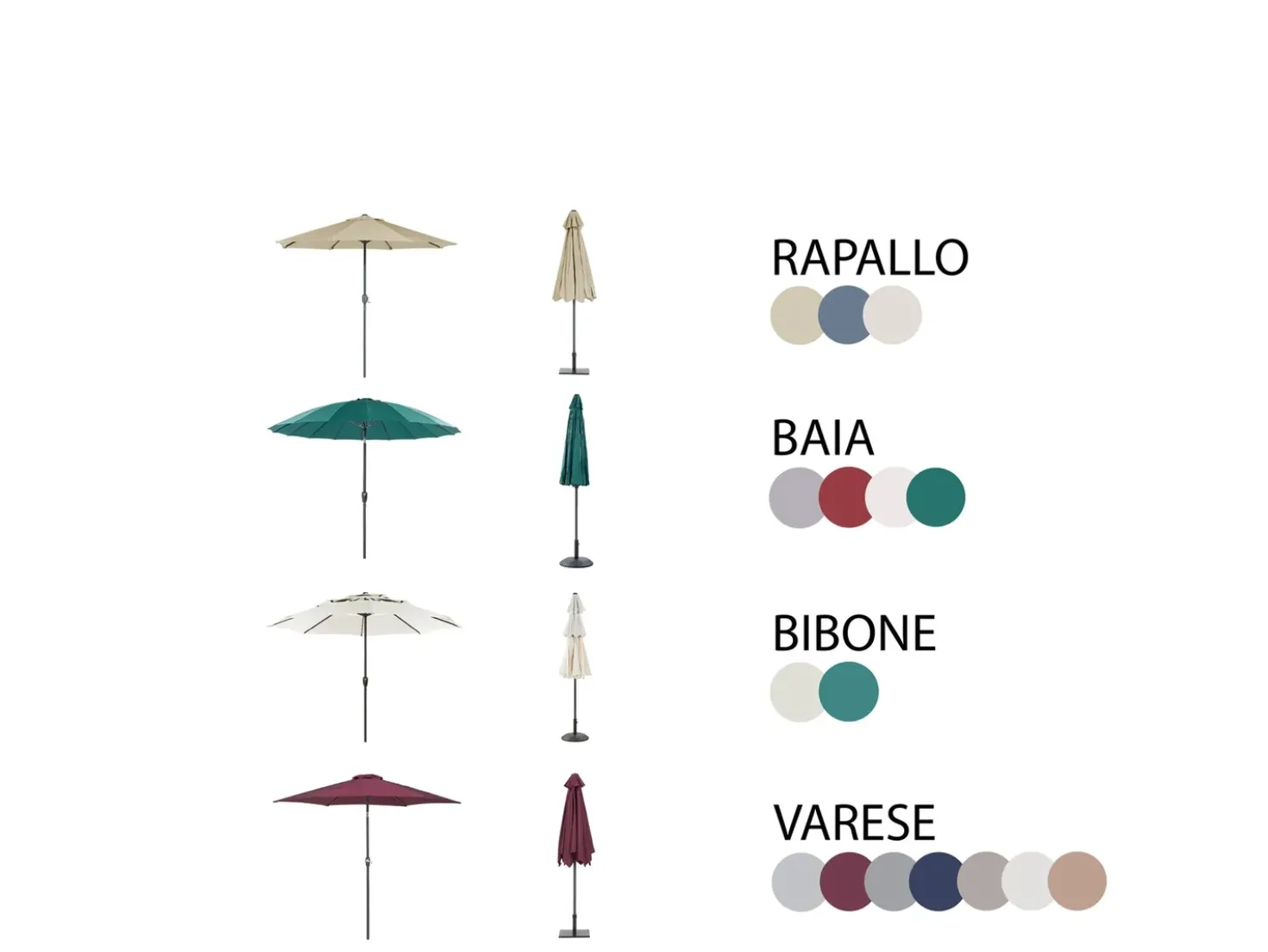 Set da pranzo da giardino 4 posti SAPRI con Ombrellone (16 opzioni) Metallo Marrone scuro