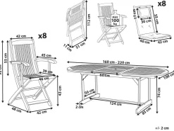 Set da pranzo da giardino 8 posti MAUI II con cuscini Legno d'acacia Grigio