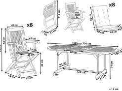 Set da pranzo da giardino 8 posti MAUI PREMIUM Legno d'acacia Grigio melange
