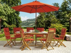Set da pranzo da giardino 8 posti MAUI con Ombrellone Legno d'acacia Rosso scuro