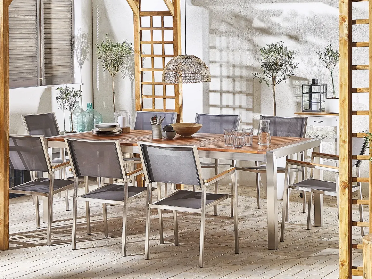 Set da pranzo da giardino 8 posti GROSSETO Legno d'eucalipto Marrone/Grigio