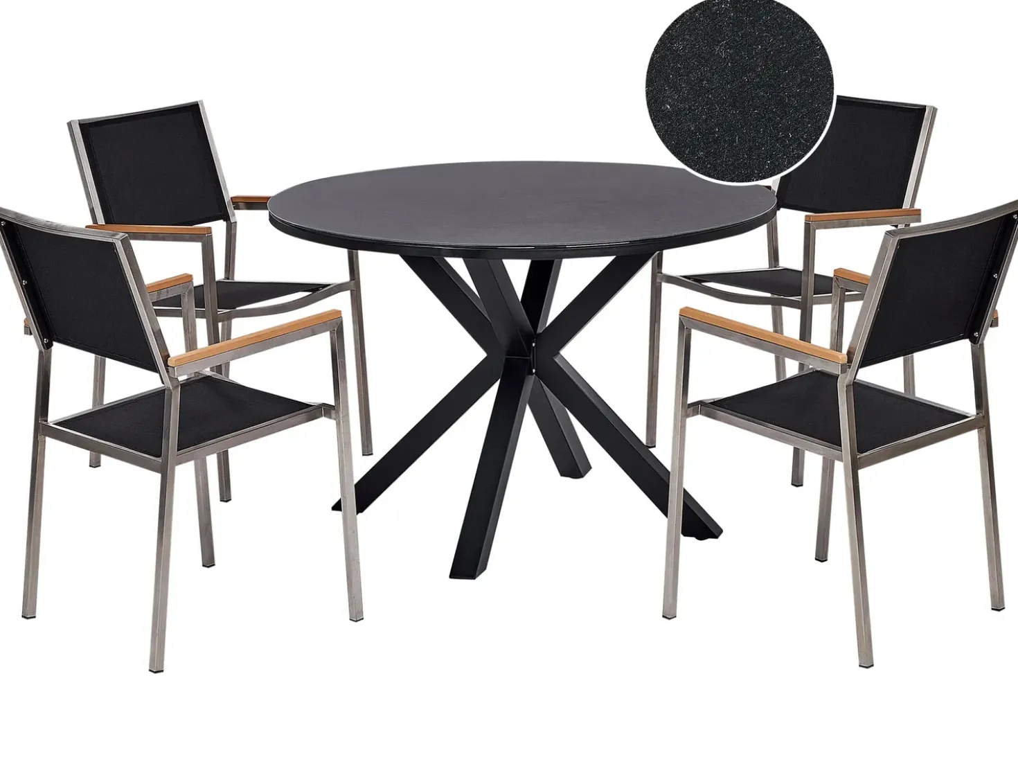 Set da pranzo da giardino 4 posti MALETTO/GROSSETO Metallo Nero