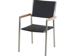 Set da pranzo da giardino 6 posti GROSSETO Piastra tripla Granito Lucido Nero