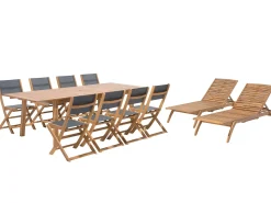 Set da pranzo da giardino con lettini 8 posti CESANA Legno d'acacia Marrone chiaro