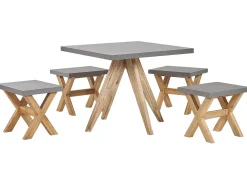 Set da pranzo da giardino con sgabelli 4 posti OLBIA Cemento Grigio