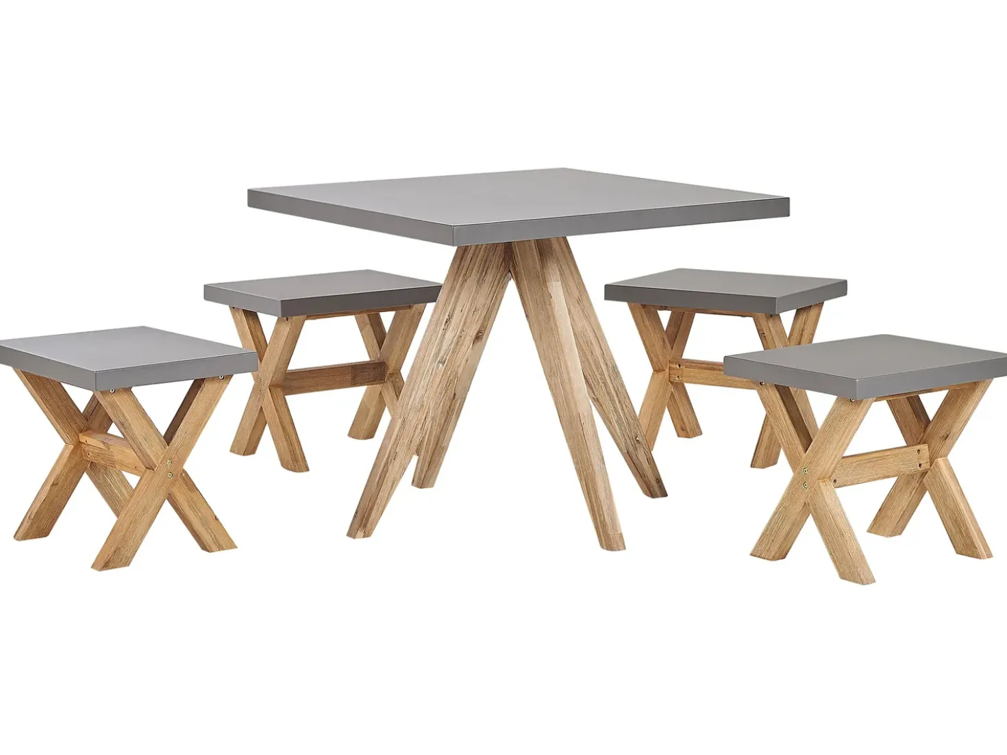 Set da pranzo da giardino con sgabelli 4 posti OLBIA Cemento Grigio
