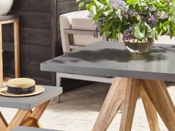 Set da pranzo da giardino con sgabelli 4 posti OLBIA Cemento Grigio