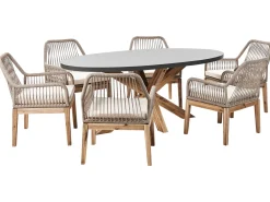 Set da pranzo da giardino 6 posti ORISTANO con cuscini Cemento Beige