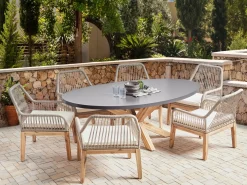 Set da pranzo da giardino 6 posti ORISTANO con cuscini Cemento Beige