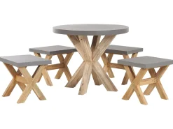 Set da pranzo da giardino con sgabelli 4 posti OLBIA Cemento Grigio