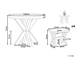 Set da pranzo da giardino con sgabelli 4 posti OLBIA Cemento Grigio