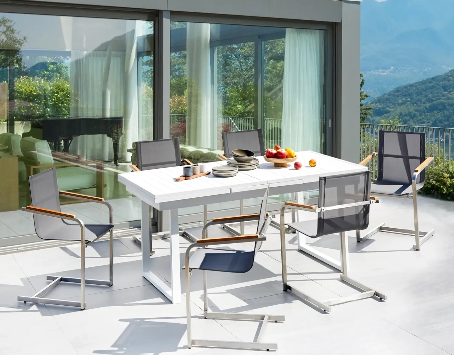 Set da pranzo da giardino 6 posti VALCANETTO/COSOLETO Metallo Grigio