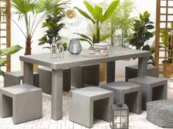Set da pranzo da giardino con sgabelli 6 posti TARANTO Cemento Grigio