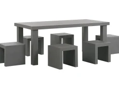 Set da pranzo da giardino con sgabelli 6 posti TARANTO Cemento Grigio