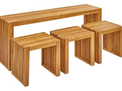 Set da pranzo da giardino con sgabelli 3 posti BELLANO Legno d'acacia Marrone