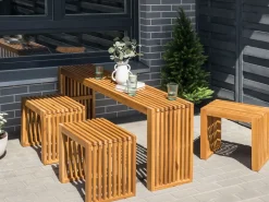Set da pranzo da giardino con sgabelli 3 posti BELLANO Legno d'acacia Marrone