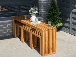 Set da pranzo da giardino con sgabelli 3 posti BELLANO Legno d'acacia Marrone