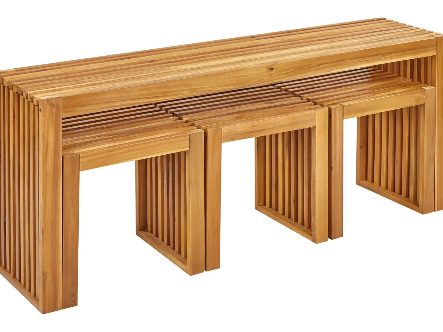 Set da pranzo da giardino con sgabelli 3 posti BELLANO Legno d'acacia Marrone