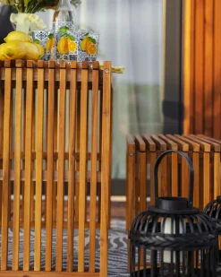 Set da pranzo da giardino con sgabelli 3 posti BELLANO Legno d'acacia Marrone