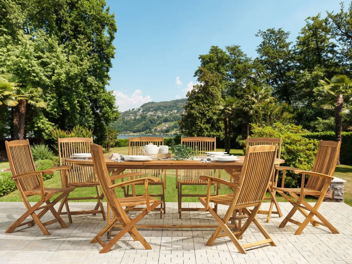Set da pranzo da giardino 8 posti MAUI Legno d'acacia Marrone chiaro