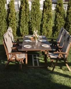 Set da pranzo da giardino 6 posti AMANTEA con cuscini Legno d'acacia Tortora