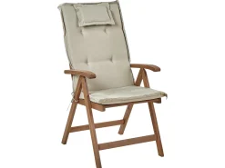 Set da pranzo da giardino 6 posti AMANTEA con cuscini Legno d'acacia Tortora