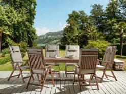 Set da pranzo da giardino 6 posti AMANTEA con cuscini Legno d'acacia Tortora
