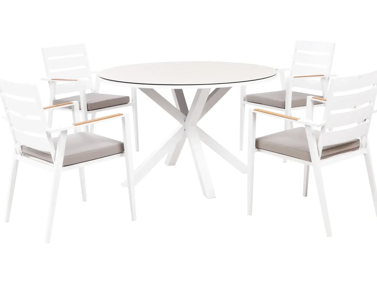 Set da pranzo da giardino 4 posti MALETTO/TAVIANO con cuscini Metallo Grigio