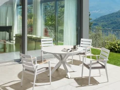 Set da pranzo da giardino 4 posti MALETTO/TAVIANO con cuscini Metallo Grigio
