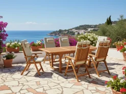 Set da pranzo da giardino 6 posti JAVA PREMIUM Legno d'acacia Tortora
