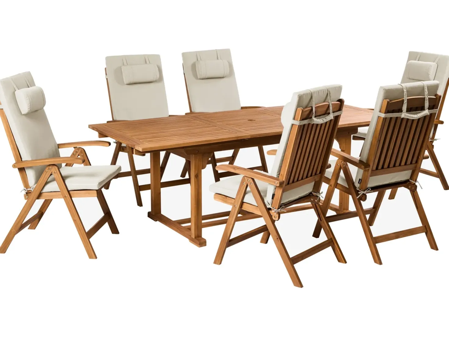 Set da pranzo da giardino 6 posti JAVA PREMIUM Legno d'acacia Tortora