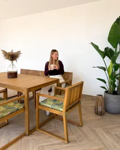 Set da pranzo da giardino 8 posti SASSARI II con cuscini Legno di acacia certificato Verde