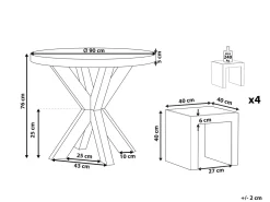 Set da pranzo da giardino con sgabelli 4 posti OLBIA/TARANTO Cemento Grigio