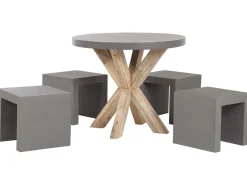Set da pranzo da giardino con sgabelli 4 posti OLBIA/TARANTO Cemento Grigio