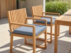 Set da pranzo da giardino 8 posti SASSARI II con cuscini Legno di acacia certificato Blu